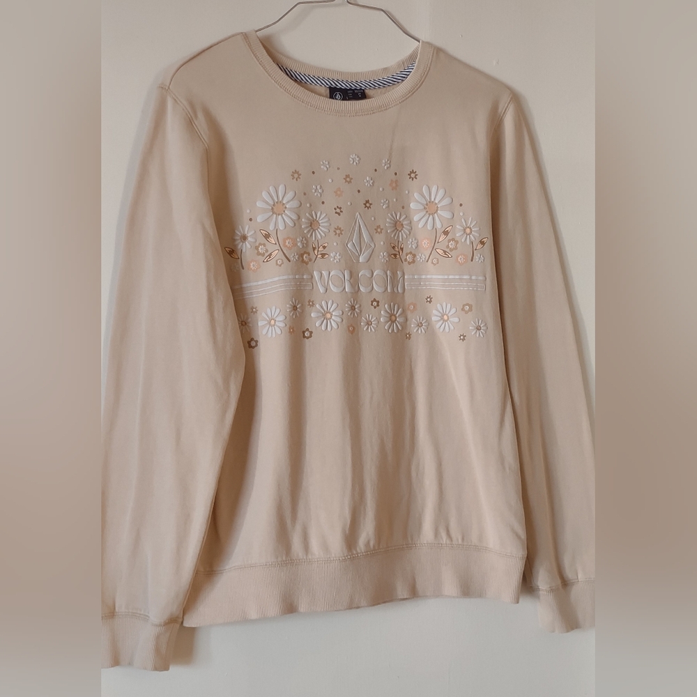 Volcom Cream Floral Cotton Top XS